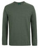 A long-sleeve t-shirt in a muted green colour, featuring a tag branding at the neck.