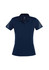 A women's short sleeve polo shirt in navy, featuring mesh detailing on the shoulders and a logo.