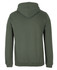 A green hoodie with a hood, featuring a plain back design and no visible branding.