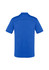 A blue men's short sleeve polo shirt featuring a logo on the back. Designed for comfort and style.