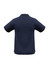 A navy blue short sleeve polo shirt with a collar, featuring a logo on the chest area.