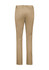 Slim leg stretch chino pants in beige, featuring a smooth back design and a branded logo.