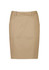 A mid-waist stretch chino skirt in a light tan colour, featuring a tailored fit and pockets.