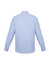 A light blue classic fit long sleeve button-up shirt with a back view and cuffs. Features a logo.