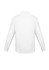 A white long sleeve button-up shirt with a classic fit and cuffed sleeves, featuring a back view.