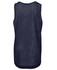 A navy blue singlet with a mesh design and a branding logo on the back.