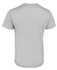 A plain grey T-shirt with a crew neckline and short sleeves, featuring a logo on the back.