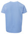 A light blue T-shirt with a plain design and short sleeves, featuring a logo on the back.
