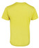 A bright yellow T-shirt featuring a plain back and a logo. Suitable for casual wear.