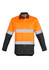 Men's industrial long sleeve shirt in orange and black, featuring hoop tape reflective strips and pockets. Includes logo branding.