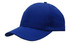 A blue recycled breathable poly twill cap with a rounded brim and an adjustable strap. Features a logo on the front.