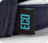 A navy cap with a tag featuring the word "ECO". The material appears heavy and made of cotton.
