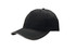 A black breathable poly twill cap with a sandwich peak and logo branding.