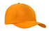 A bright orange cap made from breathable poly twill fabric, featuring a curved brim and a logo.