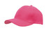 A pink breathable poly twill cap featuring a curved brim and a logo on the front.
