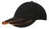 A black cap with a hi-vis laminated two-tone orange peak. It features a logo on the front.