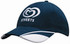 A navy blue brushed heavy cotton cap with mesh inserts on the peak and a logo on the front.