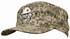 A digital camouflage military cap in shades of green with a logo on the front.