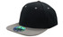 A two-tone premium American twill cap featuring a dark top and a light grey peak, with a logo on the front.