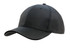 A black sports cap featuring a sandwich trim, with a curved peak and an attached logo.