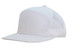 A white A-frame cap with a mesh back, featuring a solid front panel and a flat brim.