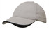 A brushed heavy cotton cap in light grey, featuring an indented peak and a contrasting black trim. It has a logo.
