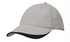 A brushed heavy cotton cap in light grey with a black indented peak and a logo.