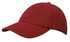 A red washed chino twill cap with a curved brim and a fitted design. It features a logo on the side.