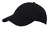 A black washed chino twill cap with a curved peak and a logo on the side.