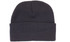 A black acrylic beanie with a folded cuff and a seamless top. It features a small logo on the side.