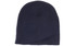 A rolled down acrylic beanie in a dark navy colour, featuring a simple, unadorned design.