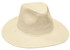A cream-coloured cotton twill hat with a wide brim and a simple design, featuring a logo on the band.