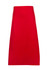 A long waist apron made from 100% cotton canvas in bright red, featuring a logo on the front.