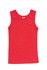 A red baby singlet with a round neckline and sleeveless design. It features a plain design without any logos or text.