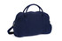 A navy blue duffle bag with sturdy handles and a removable shoulder strap. Includes a logo on the side.