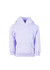 A lilac hoodie featuring a front pocket and a hood. The design includes long sleeves and ribbed cuffs.