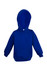 A blue baby fleece hoodie with a front pocket and a hood, featuring long sleeves.