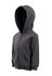 A grey baby fleece hoodie with a zip front, featuring a hood and front pockets, displayed on a white background.