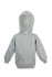 A grey baby fleece hoodie with long sleeves and a front pocket, featuring a hood and no visible logos.