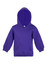A purple baby fleece hoodie with a front pocket and a hood, featuring a logo on the design.