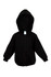A black fleece baby zip hoodie featuring a hood and two front pockets, with a logo on the label.