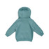 A teal cotton hoodie with a kangaroo pocket and a hood, featuring raglan sleeves and no visible branding.