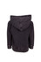 A grey stone wash fleece hoodie featuring a large hood and ribbed cuffs. It has a branding logo.