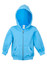 A light blue zip-up hoodie featuring a hood and front pockets. The hoodie has a small logo tag.