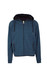 A blue men's hoodie made of soft cotton and bonded polar fleece with a zip front and black accents.