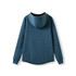 A blue women's/junior hoodie made from soft cotton and bonded polar fleece, featuring a hood and long sleeves.