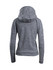 A grey women's/juniors' hoodie featuring a hood and a subtle textured fabric design.