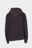 A dark stone wash fleece hoodie with a relaxed fit and a hood, featuring stitched detailing.
