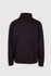 A black half zip fleece jumper with a high collar and elasticated cuffs, featuring a logo.