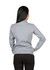 A grey women's half zip fleece jumper with long sleeves and a fitted design, featuring a logo on the back.